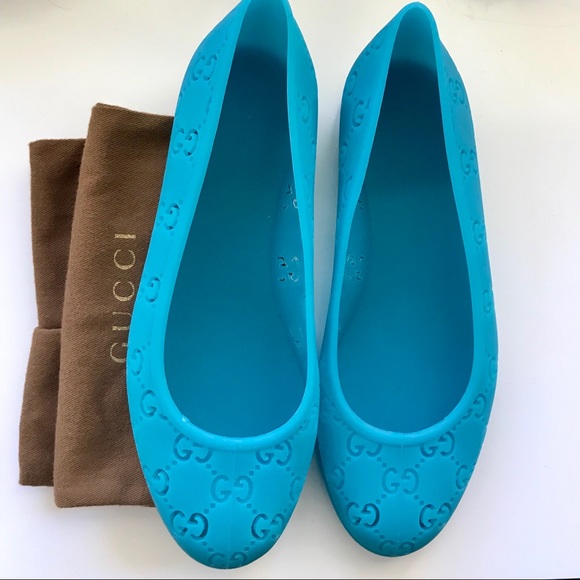 Gucci Shoes - NEW Gucci Guccissima Blue Jelly Ballet Flats SZ 6